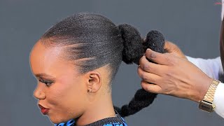 Quick And Easy Natural Hair Low Bun Tutorial With Afro Kinky Hair Very Detailed [upl. by Keram822]