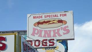 Pinks Hot Dogs Bus Stop amp Restaurant Los Angeles California USA October 11 2024 [upl. by Aseuqram]