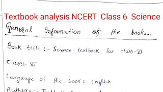 Textbook Analysis of class 6 SCIENCE NCERT Book Textbook review bed English medium Assignment note [upl. by Ing]