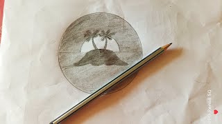 Drawing pencil sunset scenery  within 4 minutes see sunset scenery V j arts [upl. by Anaxor710]