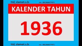 kalender tahun 1936 lengkap weton dean pasaran  gerhana [upl. by Llerot]