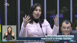 Ministra Simone Tebet em Sessão Solene no Congresso para a Promulgação da Reforma Tributária [upl. by Ambrosane]