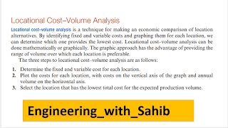 Locational Cost Volume analysis Method of Evaluation Location Alternatives [upl. by Introc547]