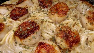 Scallop Pasta  Easy 25 Minute Meal [upl. by Neelac705]