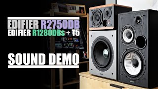 Edifier R1280DBs  T5 subwoofer vs Edifier R2750DB  Sound Comparison [upl. by Robena]