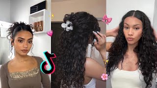 Easy and cute hairstyles for curly hair🎀 ￼ [upl. by Laks]