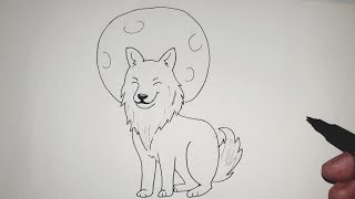 Kako nacrtati Vuka na MeseciniHow to draw a Wolf in the Moonlight [upl. by Innej]