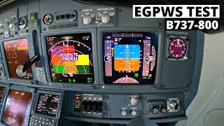 Boeing 737800 EGPWS Test  GPWS Terrain and Windshear Callouts  B737 Cockpit View 4K [upl. by Civ]