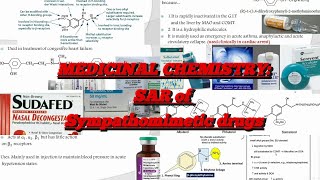 9MEDICINAL CHEMISTRY SAR of Sympathomimetic drugs Adrenergic Agonist SYMPATHETIC SYSTEM AGONIST [upl. by Bergquist]