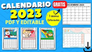 Calendario 2023 EDITABLE para imprimir 📆GRATIS 🎁 [upl. by Laina]