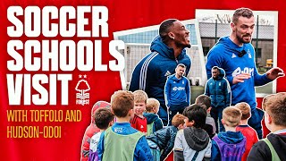 Callum HudsonOdoi amp Harry Toffolos Surprise Soccer Schools Visit 🥰 [upl. by Niwle]