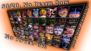 🐻🐰🐥🦊 UCN 5020 No Death Coin Complete 10 Power Remaining No Powerups FNaF Ultimate Custom Night [upl. by Juni]