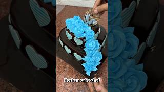 2 tier heart ❤️ chocolate cake decorating ideas heartcake chocolatecake cake shortsfeed shorts [upl. by Temhem]