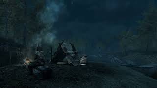 Campfire in the Wilds  Crackling Fire Sounds amp Night Ambience  Skyrim [upl. by Ecirtnas]