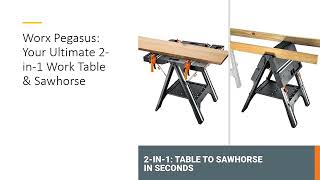 Worx Pegasus Your Ultimate 2in1 Work Table amp Sawhorse [upl. by Rashida558]