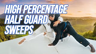 High Percentage Half Guard Sweeps from the Knee Twist [upl. by Atteval541]