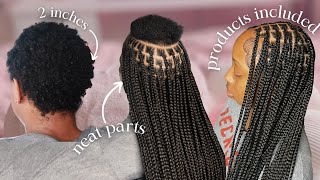 What you need to know doing knotless braids on short hair  TWA 2 inch hair [upl. by Votaw]