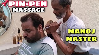 PINPEN HEAD MASSAGE WITH NECK CRACKING BY INDIANBARBER MANOJMASTER ASMR 💆‍♂️MASSAGE [upl. by Redle]