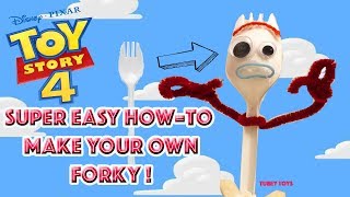 DIY How to Make Forky Toy Story 4 Easy Tutorial Homemade Forky Spork Easy Cheap Craft [upl. by Anirtek235]