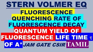 TAMIL STERN VOLMER EQ FLUORESCENCE QUANTUM YIELD QUENCHING RATE FLUORESCENCE DECAY LIFE TIME A [upl. by Mayne]