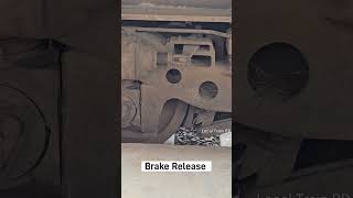 Release locomotive air brake and unlock wheels railway piston cylinder air shoe arm shorts [upl. by Ahsyek]