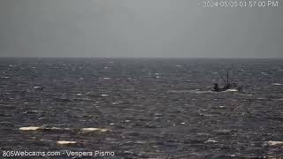 Pismo Beach 805 Webcams  Two Boats Rough Windy Weather [upl. by Lechar627]