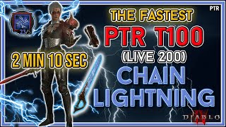 S6 PTR The Fastest Pit 100 210 Clear Chain Lightning Sorc  Diablo 4 [upl. by Artinad]