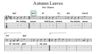 AUTUMN LEAVES  ERIC CLAPTON  CHORDS  LYRICS  GUITAR  PIANO  BASS  KEYBOARD  PLAY ALONG [upl. by Curhan952]