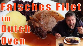 Falsches Filet im Dutch Oven gegart mit Rotkohl und Klößen [upl. by Johnston]