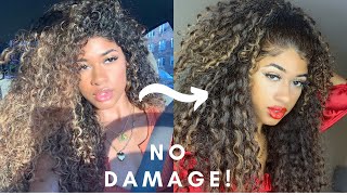 HOW TO DYE CURLY HAIR LIGHT BROWN AT HOME NO DAMAGE [upl. by Chretien497]