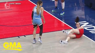 Fallout after Caitlin Clark fouled by Chennedy Carter in WNBA game [upl. by Aicilla331]