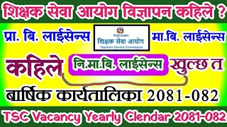 TSC New Vacancy Calendar 2081082  शिक्षक सेवा अायोग बार्षिक कार्यतालिका ०८१०८२ अायो  TSC Licence [upl. by Yensehc]