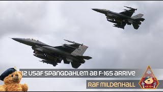 THEY ARE HERE 12 F16 FIGHTING FALCONS ARRIVE IN THE UK FROM SPANGDAHLEM AB  USAF 290823 [upl. by Airdnoed]