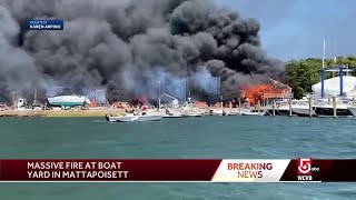 Witnesses report explosions as boat yard goes up in flames [upl. by Latsyrk214]