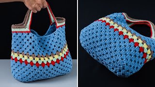 Very easy crochet tote bag for beginners [upl. by Gerladina960]