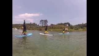 Como hacer el pino en el paddle surf Pilates paddle surf Yoga surfing [upl. by Eleon]