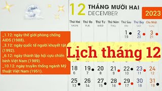 Lịch tháng 122023 Lịch âm hôm nay 2023 Lịch vạn niên 2023 Ngày tốt tháng 122023 [upl. by Ruvolo]