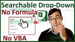 Searchable Drop Down list in excel without formula and VBA  NEW Searchable Drop Down List in Excel [upl. by Ruskin]