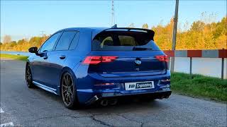 Golf 8 R milltek Akrapovic catback exhaust vs Milltek downpipe OPF delete [upl. by Nosidam945]