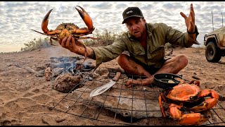 GIANT MUD CRAB  Catch and Cook  SOLO CAMPING No Food Alone Out Bush [upl. by Meli]