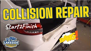 Rear End Collision Repair  L Dozer Frame Machine  Start to Finish [upl. by Alrrats]