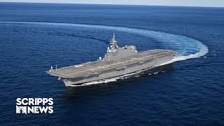 Japans largest warship arrives on US shores for military testing [upl. by Nitsrek452]