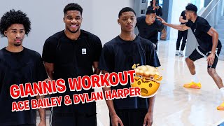 Giannis Antetokounmpo Ace Bailey and Dylan Harper Exclusive NBA workout [upl. by Ahsitil480]