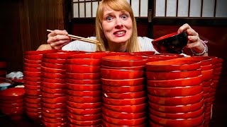 I Tried Japan’s INSANE AllYouCanEat Noodle Challenge 200 bowls of Wanko Soba [upl. by Nilknarf]