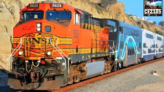 BNSF Freight Locomotives on Metrolink Commuter Trains [upl. by Gabbie]