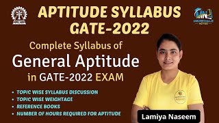 Complete Aptitude Syllabus for GATE2022 Exam  Topic wise Discussion  Reference Books  All Detail [upl. by Rosenfeld942]