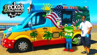 Geckos Ice Cream Truck With Mr Tee  Geckos Real Vehicles  Trucks For Kids  Learning Videos [upl. by Solrak834]