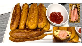 COMMENT FAIRE LES BEIGNETS DE MAÏS AUX SAUCISSES  HOMEMADE CORNDOGS [upl. by Ttezil]