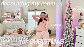 CHRISTMAS ROOM MAKEOVER 🩰❄️ decor shopping haul decorate wme  room tour [upl. by Hadihsar]