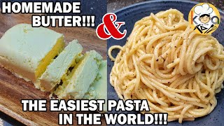 ONEINGREDIENT HOMEMADE BUTTER amp BUTTERED PASTA [upl. by Knudson933]